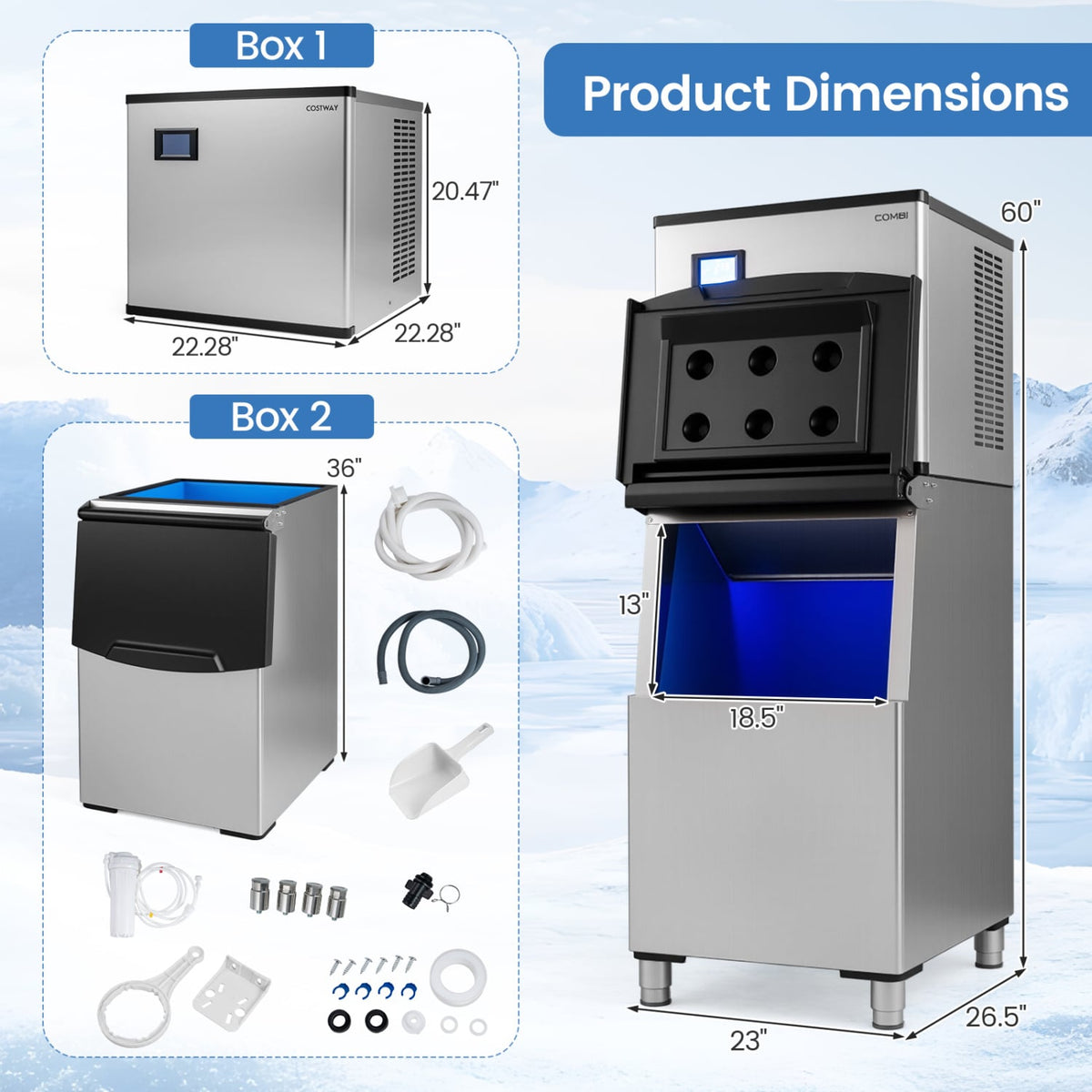 Freestanding Commercial Ice Maker 450 lbs/24H view 5