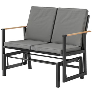Outdoor Glider Bench for 2 Person, Patio Glider Loveseat with Thick Cushions for Garden Balcony Porch