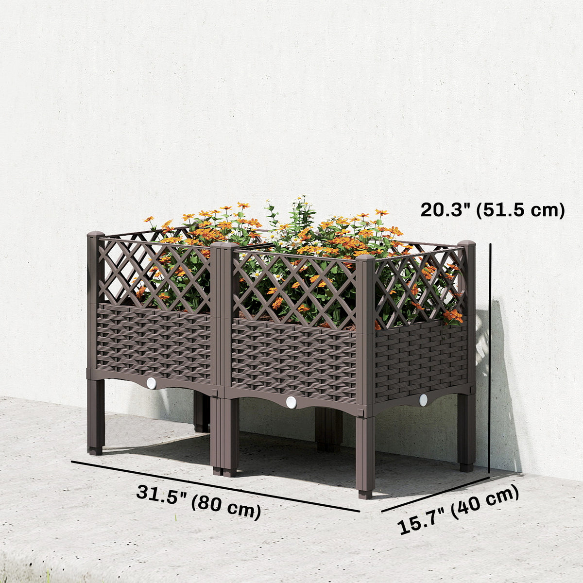 Raised Garden Bed with Legs, Self Watering Elevated Planter Boxes with Drainage Holes, 31.5" x 15.7" x 20.3" – view 2