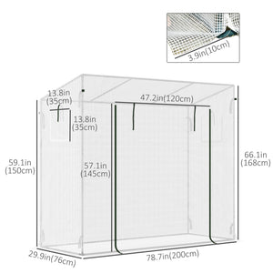 6.6' x 2.5' x 5.5' Patio Hot House, Walk-in Garden Greenhouse with Steel Frame, Door, Window for Balcony, Patio, White
