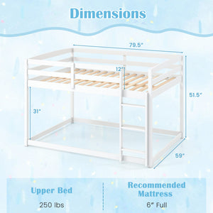 Full Over Full Bunk Bed with Integrated Ladder and Safety Guardrails Solid Wood-White view 4