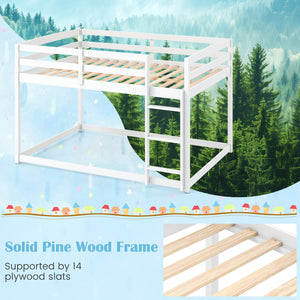 Full Over Full Bunk Bed with Integrated Ladder and Safety Guardrails Solid Wood-White view 7