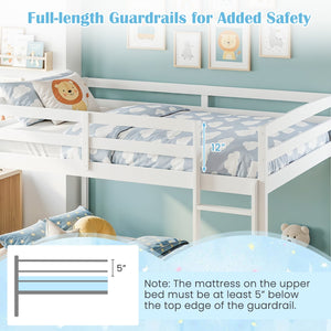 Full Over Full Bunk Bed with Integrated Ladder and Safety Guardrails Solid Wood-White view 8