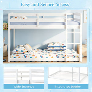 Full Over Full Bunk Bed with Integrated Ladder and Safety Guardrails Solid Wood-White view 9