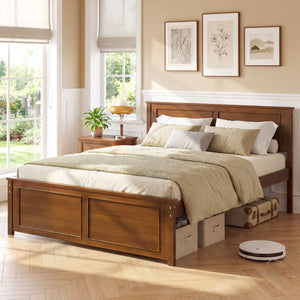 Full Size Wooden Bed Frame with Headboard view 2