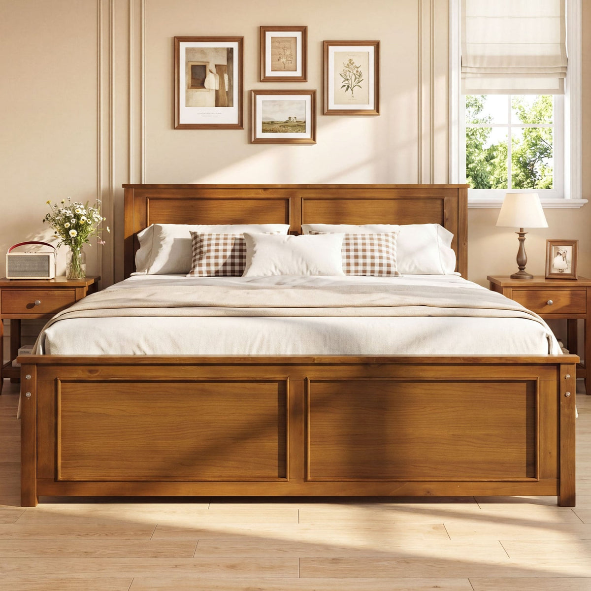 Full Size Wooden Bed Frame with Headboard view 3