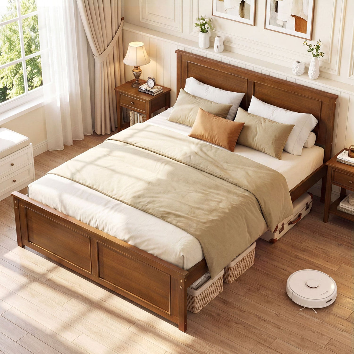 Full Size Wooden Bed Frame with Headboard view 6