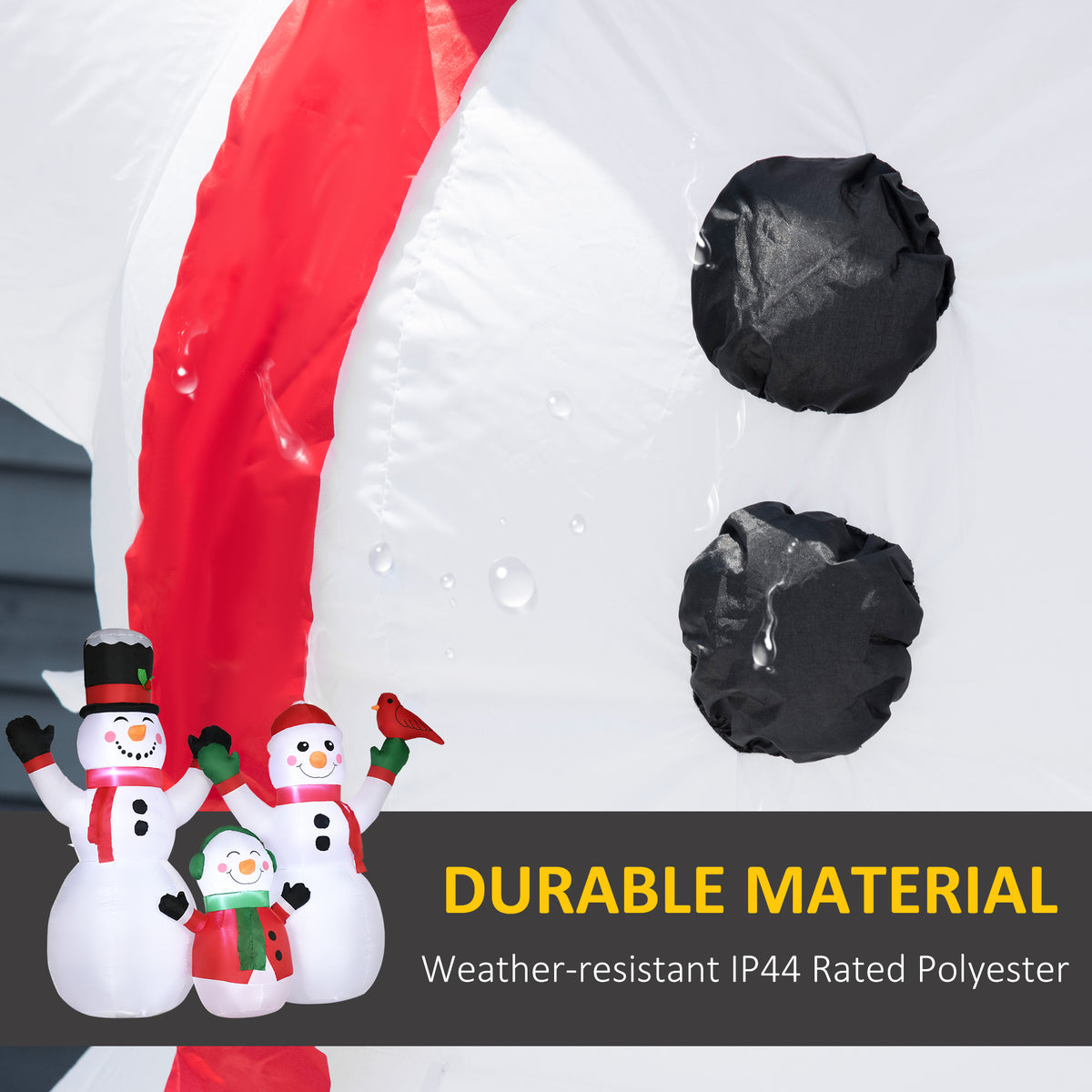 8ft Inflatable Christmas Snowman Family with A Red Bird, Blow-Up Outdoor LED Yard Display for Lawn Garden Party