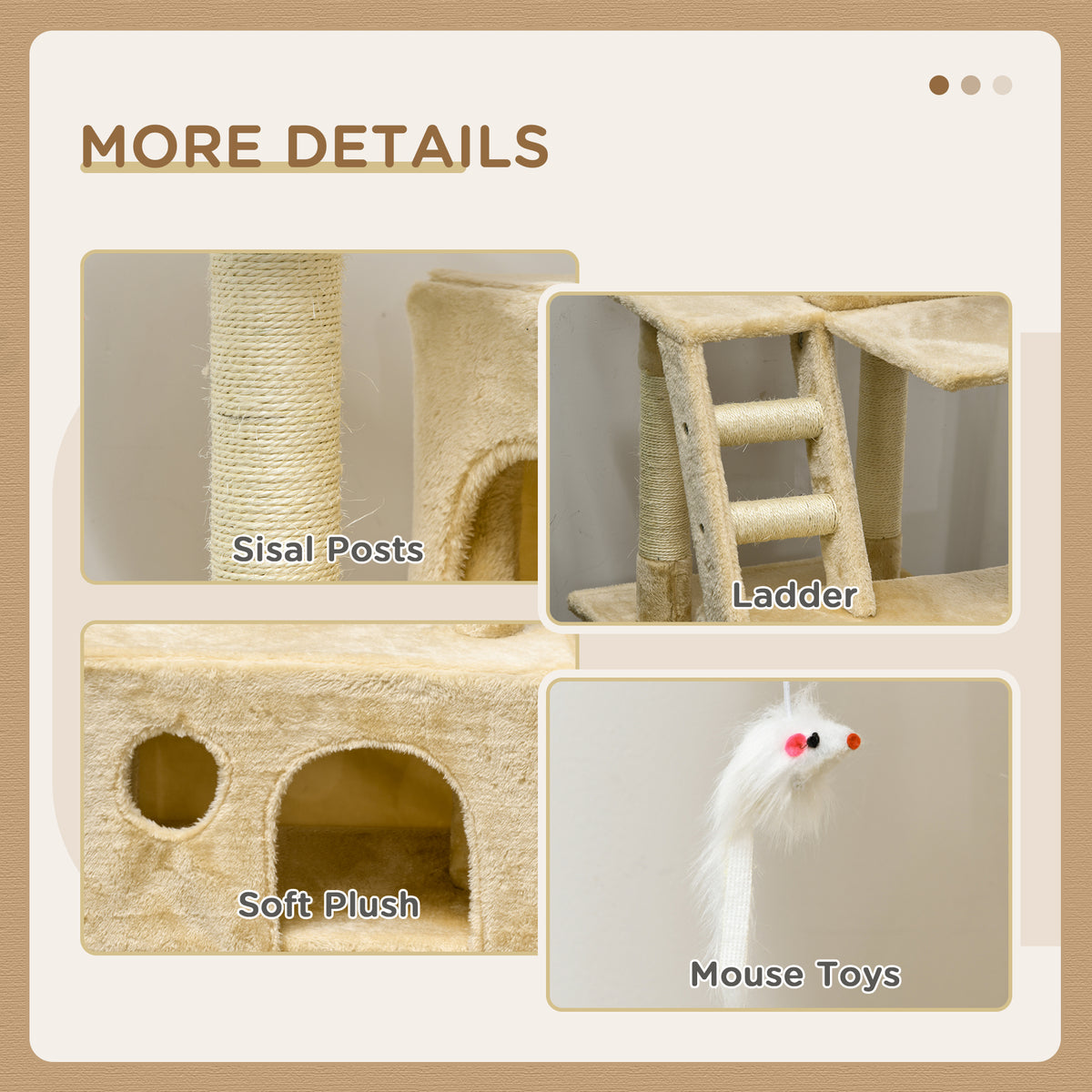 71-Inch Multi Level Scratching Cat Tree Kitty Condo  Activity Center with Toys, Beige