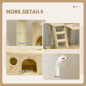 71-Inch Multi Level Scratching Cat Tree Kitty Condo  Activity Center with Toys, Beige