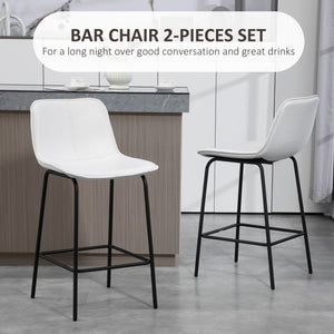 Bar Stools Set of 2, Upholstered Counter Height Bar Chairs, Kitchen Stools with Steel Legs