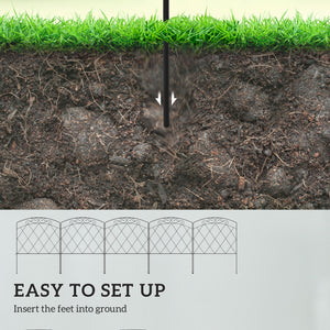 5 Pack Garden Fencing for Yard, Decorative Fence Panels as Flower Edging, Swirls Black