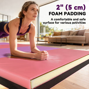 Soozier 4'x10'x2" Folding Gymnastics Tumbling Mat, Exercise Mat with Carrying Handles for Yoga, MMA, Martial Arts