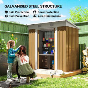 6' x 4' Outdoor Storage Shed, Metal Garden Tool Storage House Organizer with Lockable Sliding Doors and – view 17