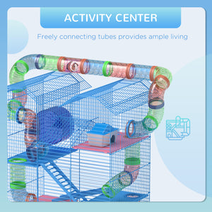 18.5" Hamster Cage, 5 Tiers Small Animal House with Tunnel Tube System, Exercise Wheel, Water Bottle, Blue – view 6