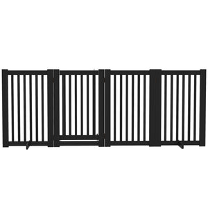 Free Standing Wooden Pet Gate Indoor Dog Barrier Foldable Step Over Doorway Fence Safety Gate with Open Door – view 2