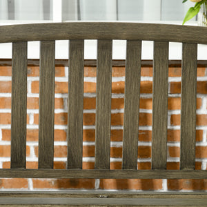 Outdoor Garden Bench, Metal Bench, Wood Look Slatted Frame Furniture for Patio, Park, Porch, Lawn, Yard, Deck, Black
