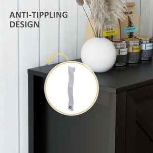 Sideboard Buffet, Storage Cabinet with Barn Door and Adjustable Shelf, TV Stand for TVs up to 65 Inches, Black Oak