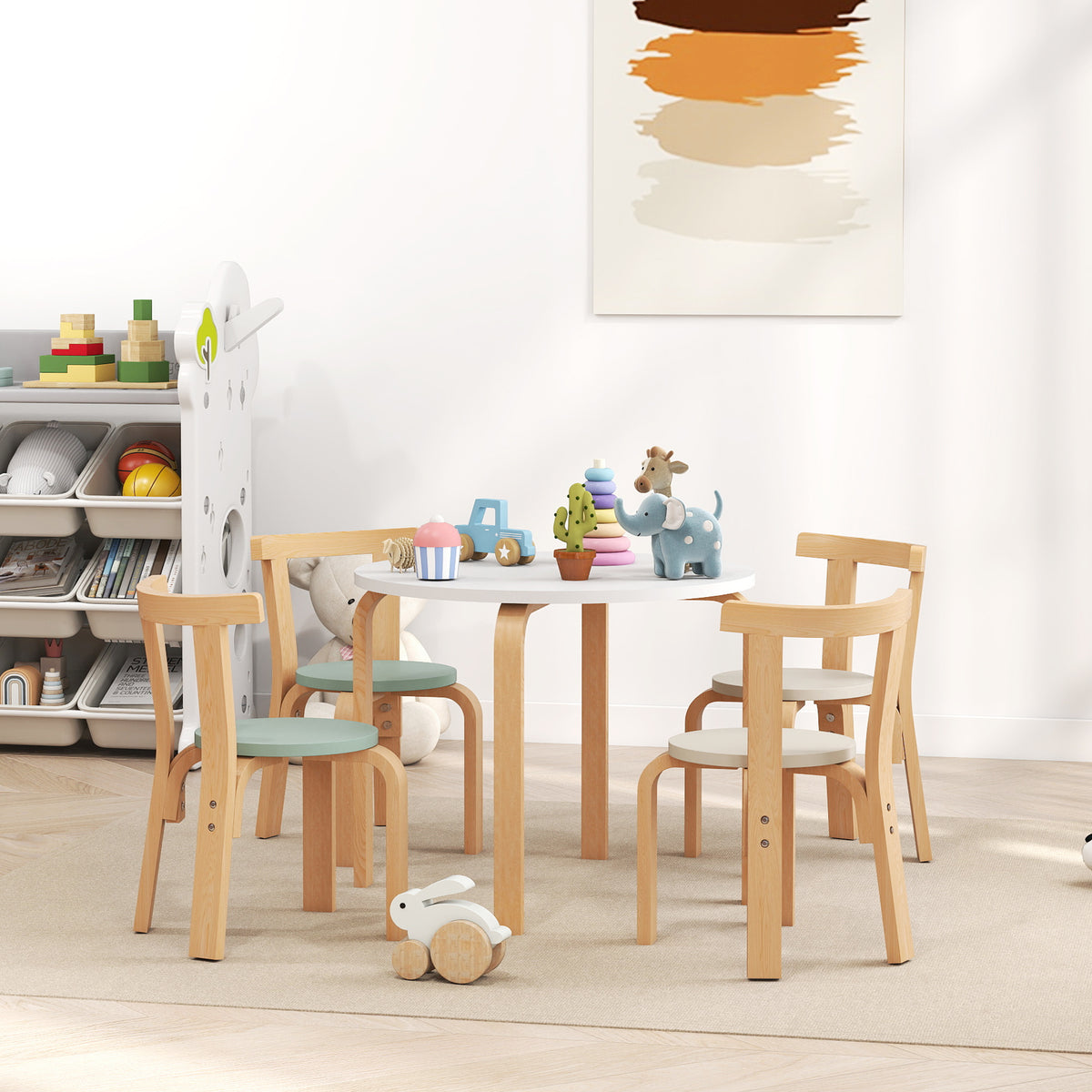 Qaba Wooden Kids Table and Chairs Set, Toddler Table and Chairs Set for 3-8 Years