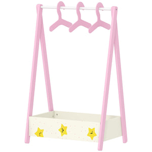 Qaba Kids Clothing Rack with Storage Shelf, Hangers, for Nursery Room, Living Room, Playroom