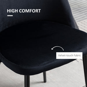 Set of 2 Mid-Back Dining Chair, Mid-Back Velvet-touch Upholstery Kitchen Chair for Living Room Dining Room, Black