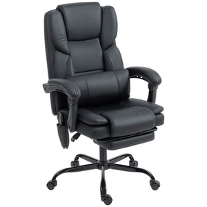 Office Chair with Massage, Pet-Friendly Faux Leather Reclining Desk Chair with Lumbar Support, Footrest