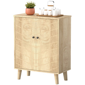 Storage Cabinet with Doors, Cupboard Organization with Shelf and Wood Legs, Storage Solution for Living Room, Bathroom