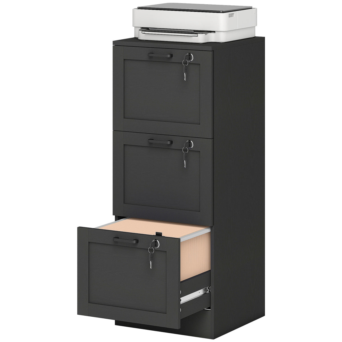 Vertical Filing Cabinet with 2 Drawers, Lock, File Cabinet for Home Office, A4 and Letter Size Files, White – view 8
