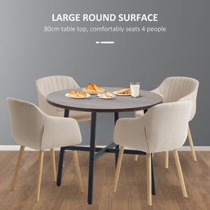 Ф31.5" Dining Room Table, Industrial Style Kitchen Table Round  with Steel Legs, Rustic Brown