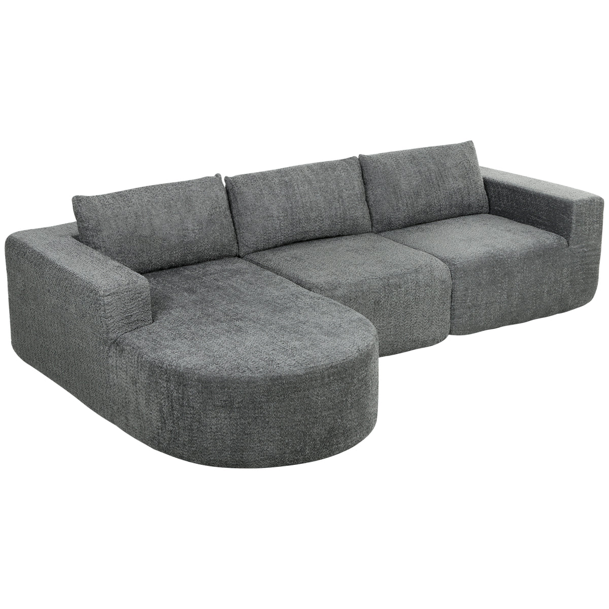 L Shaped Cloud Boneless Couch, Modular Sectional Sofa with Chaise and Deep Seat for Living Room, Bedroom, Dark Grey