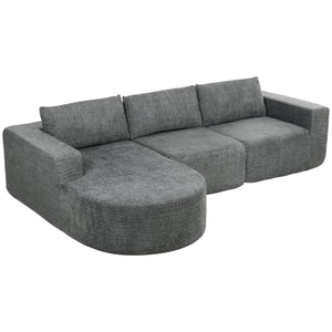 L Shaped Cloud Boneless Couch, Modular Sectional Sofa with Chaise and Deep Seat for Living Room, Bedroom, Dark Grey