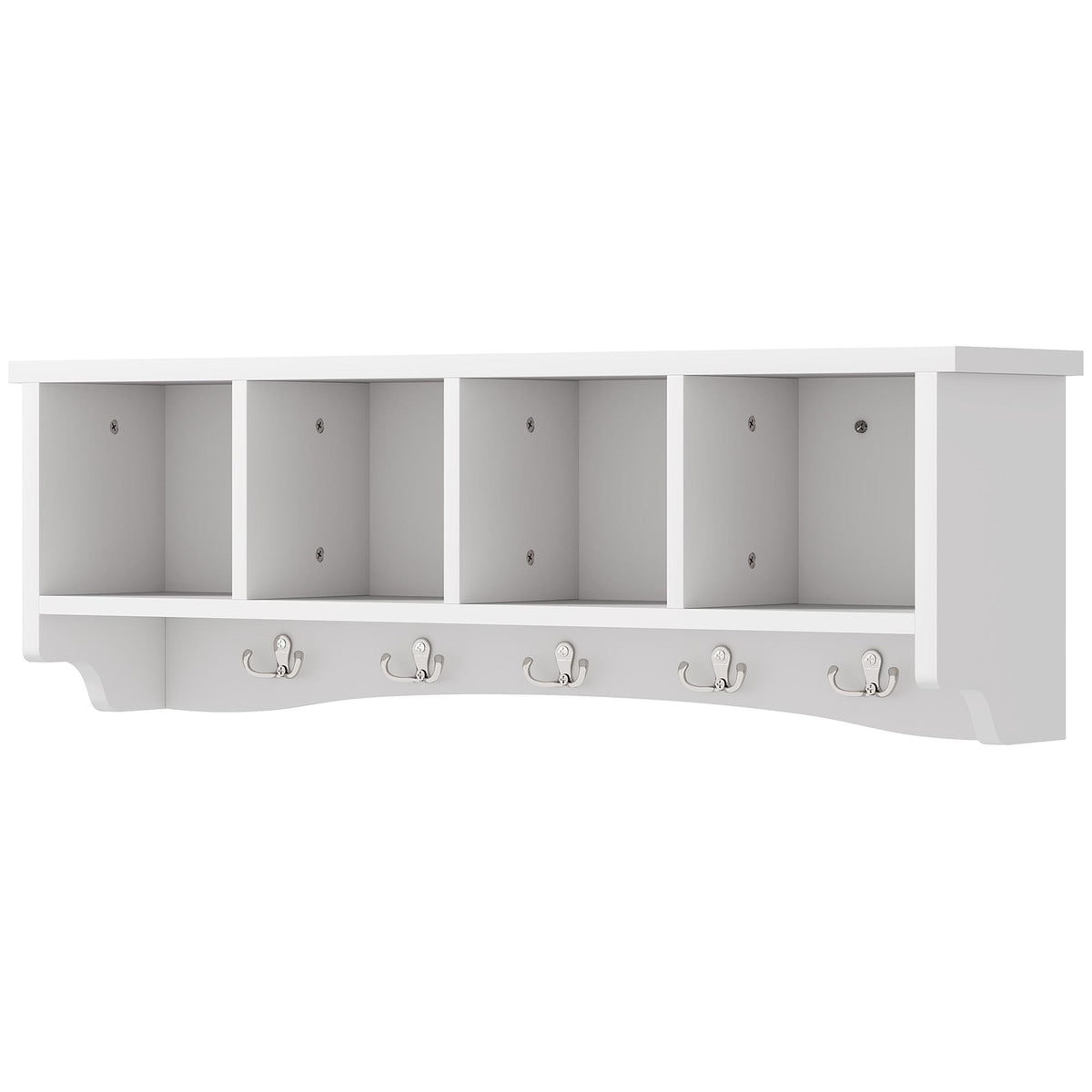 Coat Rack Wall Mount with Shelf, 28" Wall Coat Rack with 5 Hooks and 4 Compartments for Living Room – view 8