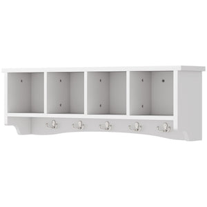 Coat Rack Wall Mount with Shelf, 28" Wall Coat Rack with 5 Hooks and 4 Compartments for Living Room – view 8
