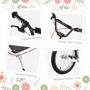 Aosom Kids Kick Scooter for 5+ Year Old, Kids Ride on Toy w/ 16'' Inflatable Wheel Dual Brakes