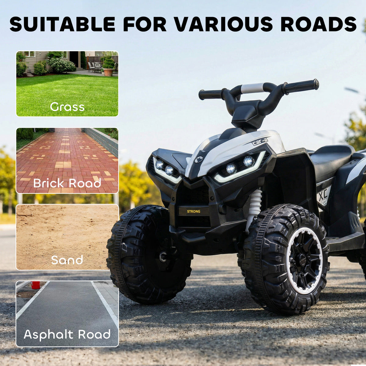 Aosom Kids 4 Wheeler Quad with Music, Headlights, High & Low Speed, Kids ATV for 3-5 Years Old Boys & Girl