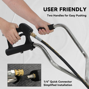 16" Pressure Washer Surface Cleaner with 4 Wheels, Stainless Steel Power Washer Surface Cleaner with 1/4" – view 13