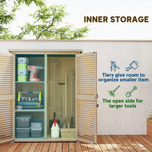 30" x 20" x 47" Wooden Garden Shed, Outdoor Storage Shed with Waterproof Asphalt Roof, Shelves, Natural