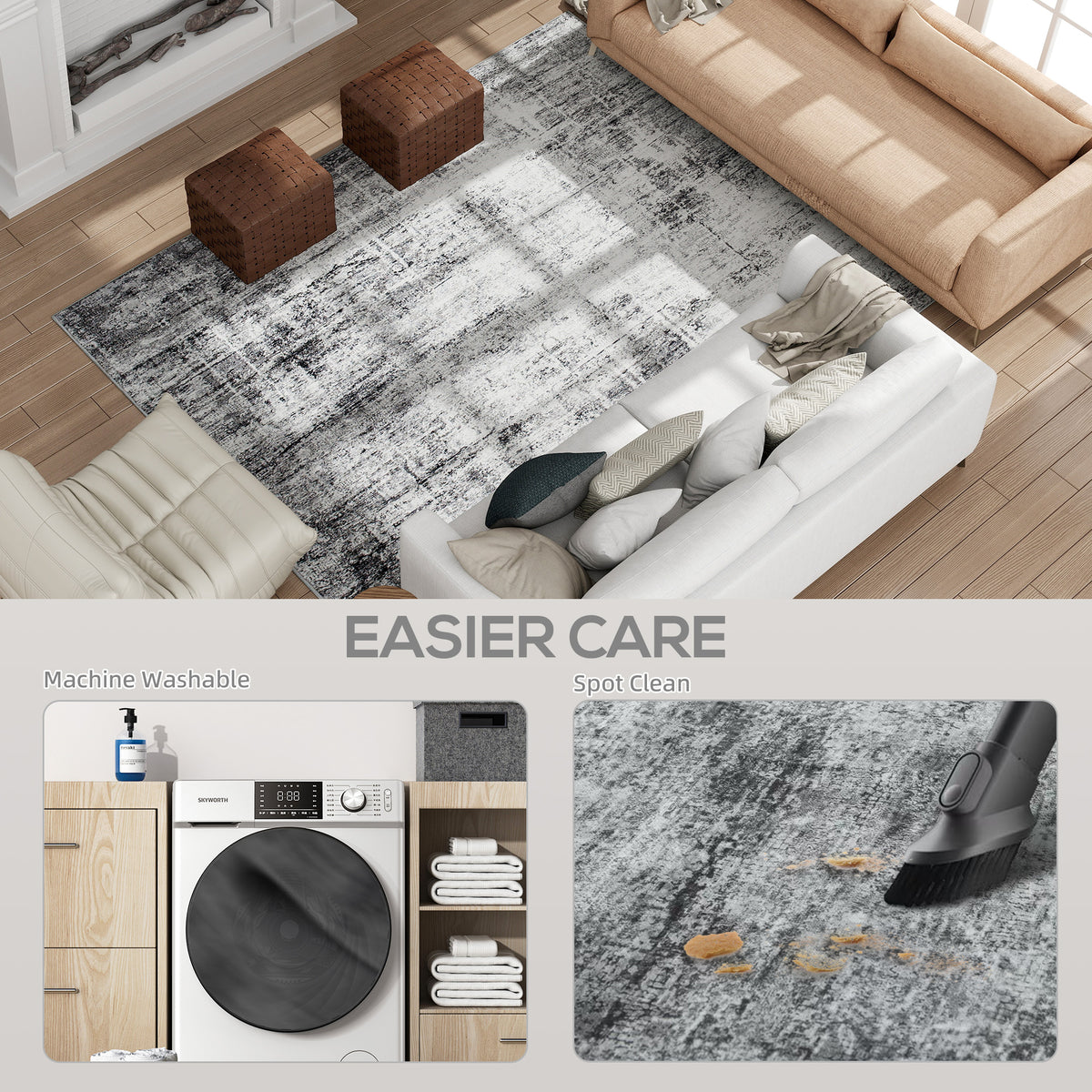 Area Rug for Living Room 5x7, Modern Abstract Machine Washable Rug, Non-Slip Carpet for Bedroom – view 18