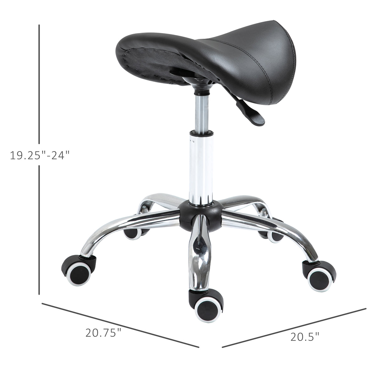 Adjustable Hydraulic Rolling Salon Stool Swivel Saddle Chair Spa Beauty Seat PU Leather,  Black
