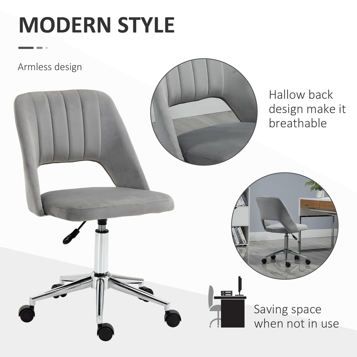 Mid Back Office Chair Velvet Fabric Swivel Scallop Shape Computer Desk Chair, Green – view 46