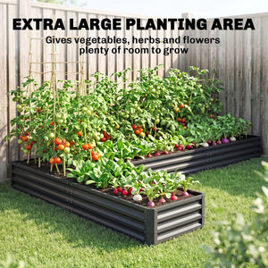 L-Shaped Raised Garden Bed, 82" x 109" x 12" Galvanized Steel Planter Box with Multi-reinforced Rods for – view 9
