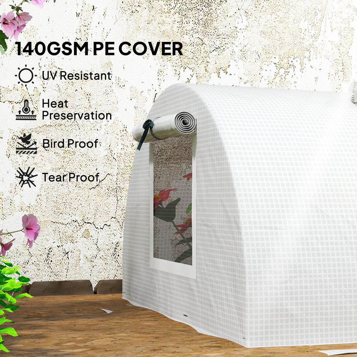 Portable Mini Greenhouse, Tunnel Growing Tent with 5 Mesh Windows and Steel Frame, 7' x 3' x 2', Green – view 24
