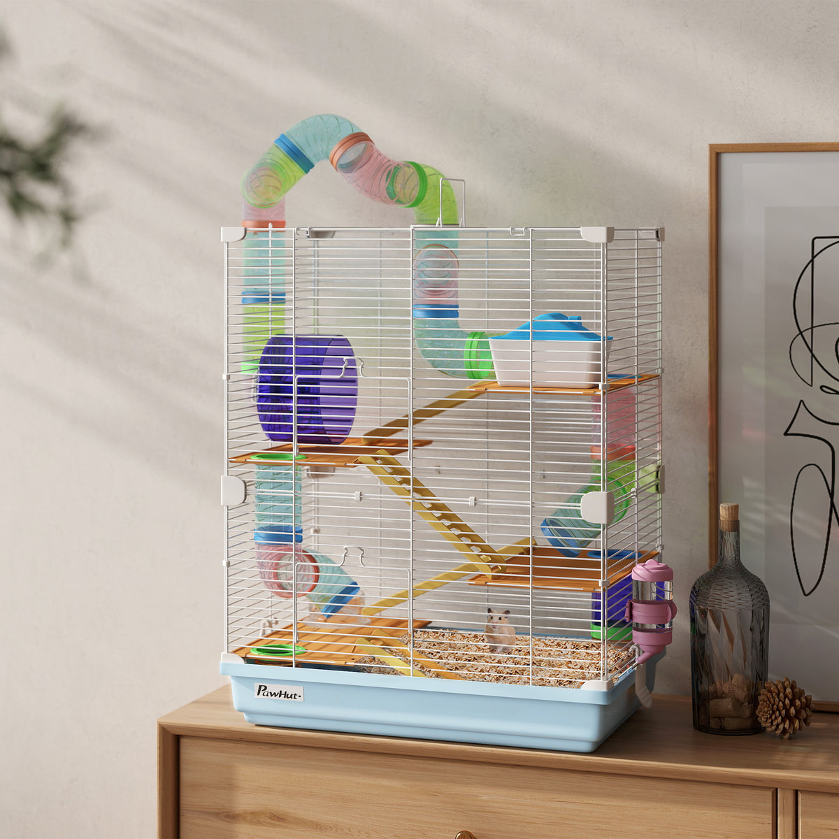 5 Tiers Hamster Cage Portable with Exercise Wheels Play Tube Water Bottle Dishes House Ladder for Gerbils – view 21