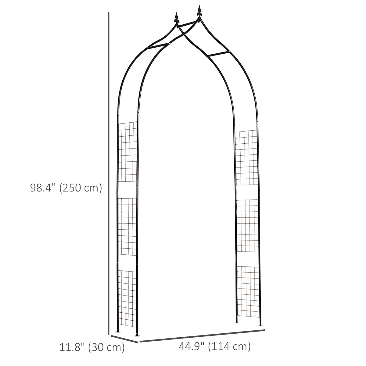 8FT Metal Garden Arch, Decorative Arbor Trellis for Climbing Plants, Wedding, Party, Event, Holiday, Black