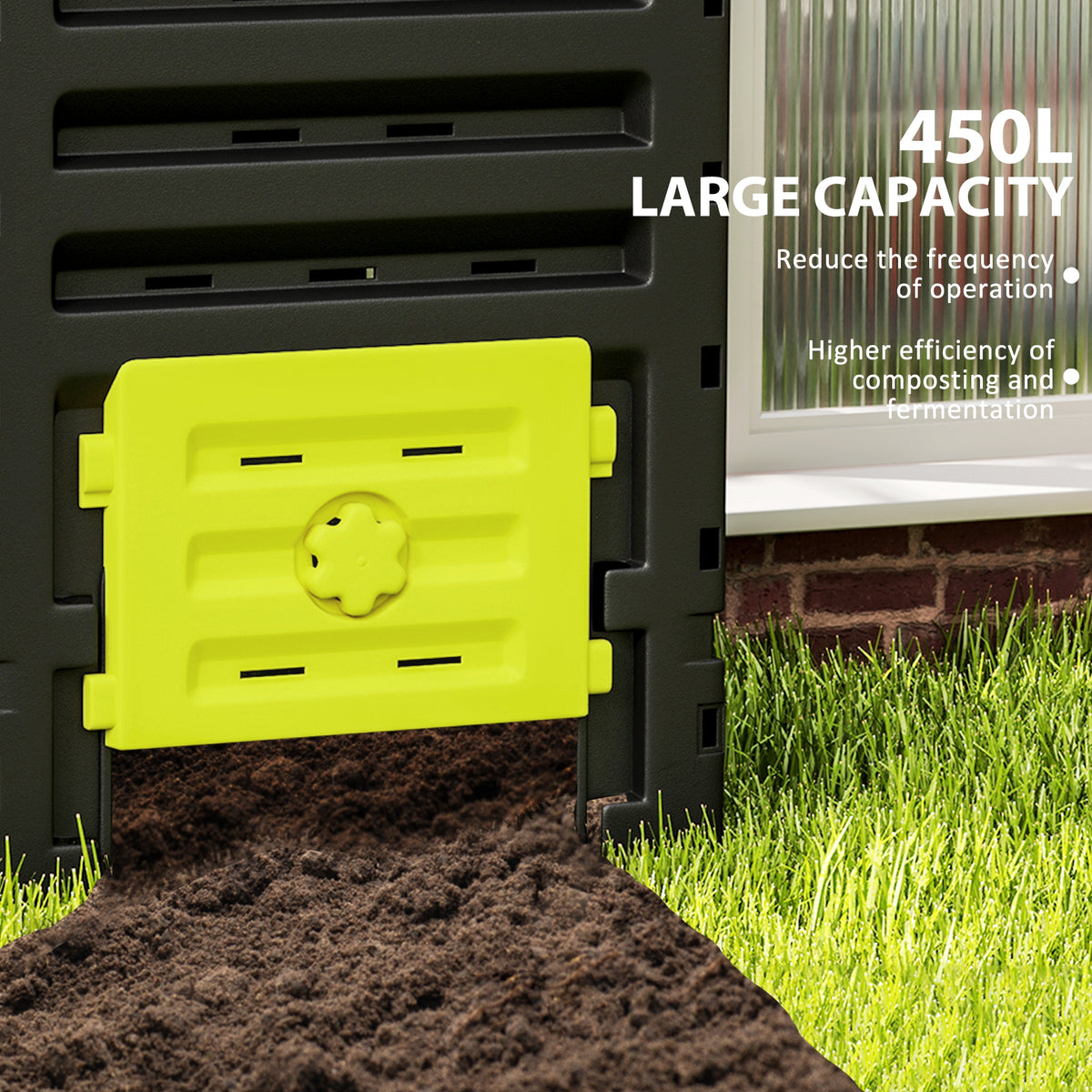Compost Bin, Garden Composter with 80 Vents and 2 Doors, 120 Gallon (450L), Brown – view 17