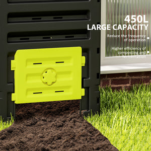 Compost Bin, Garden Composter with 80 Vents and 2 Doors, 120 Gallon (450L), Brown – view 17