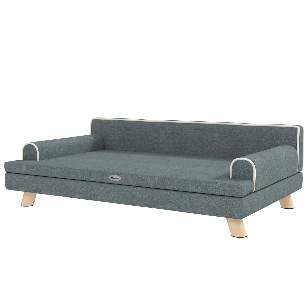 Elevated Dog Sofa Bed, Cat Couch with Cushion, Washable Cover, Wooden Legs, for Medium & Large Dogs
