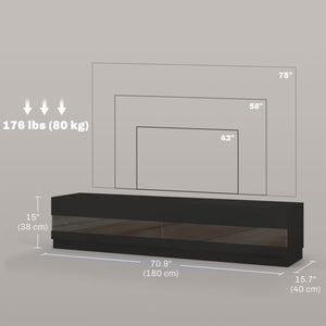 Lighted TV Stand for TVs up to 75", TV Cabinet with Storage for Living Room, High Gloss White – view 9