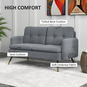55" Loveseat Sofa, Linen Love Seat w/ S spring, Steel Legs and Button Tufting, Small Couch for Living Room – view 31