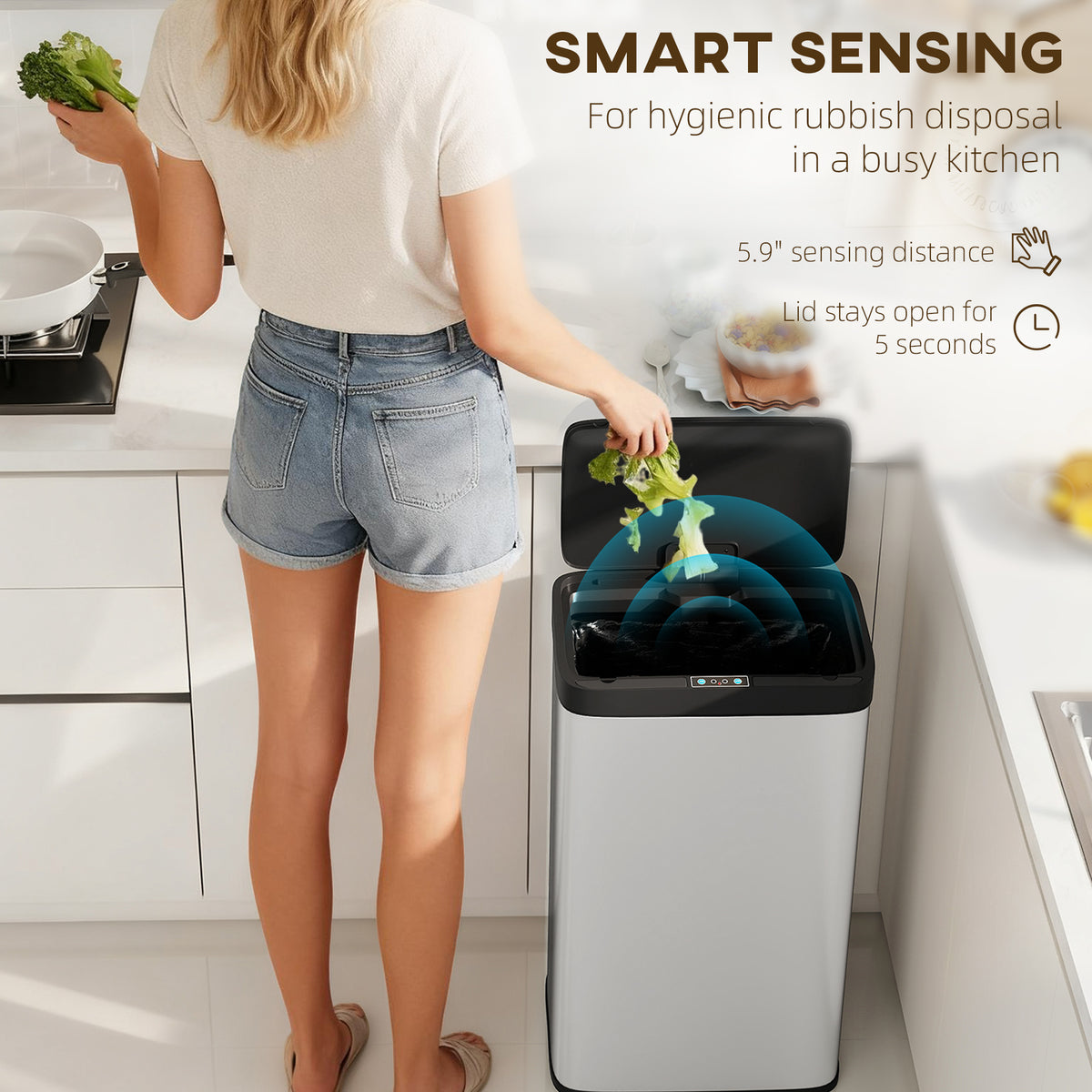 12 Gallon (45 L) Sensor Can, Automatic Garbage Can with Soft-Close Lid, Fingerprint-Proof Stainless Steel – view 10